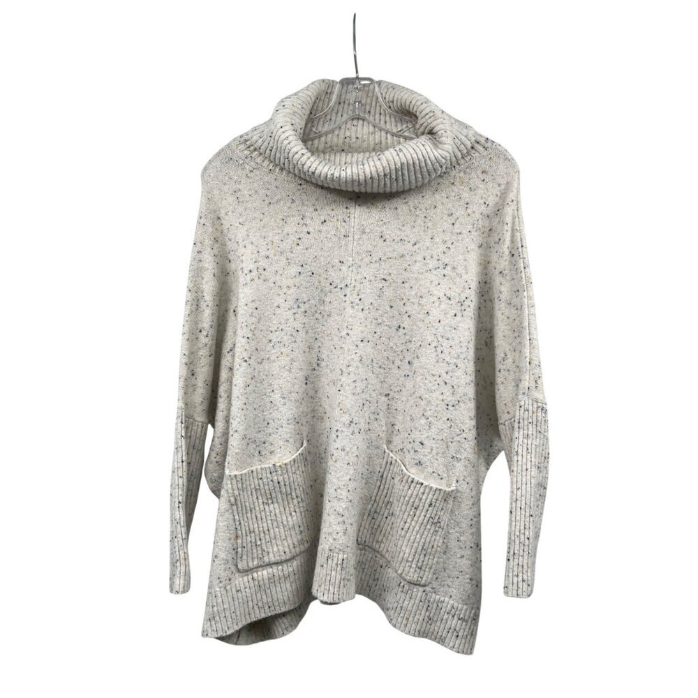 Loft Oversized Knit Sweater Cowl Neck Multicolor Speck Womens Size XS